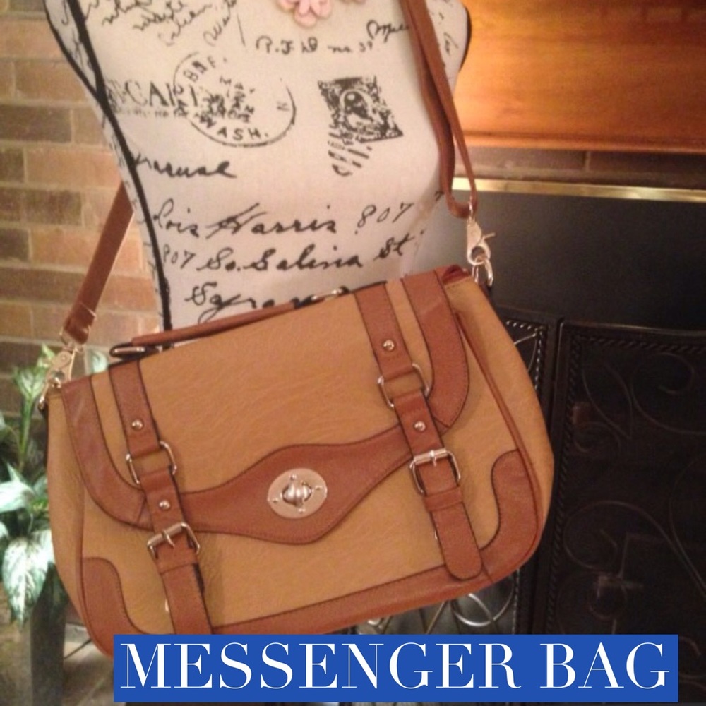 Vintage Messenger Bag with gold hardware